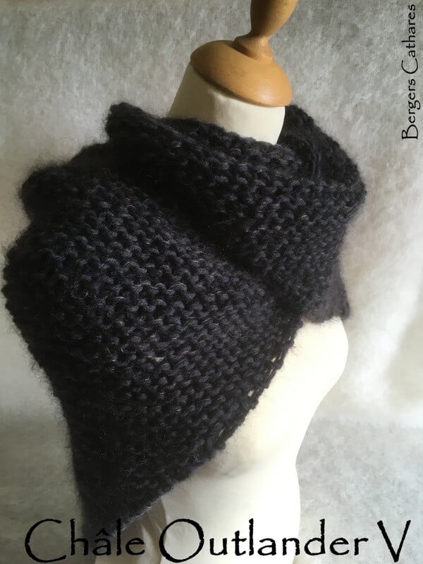 Chale Outlander V pure laine Nature et mohair Précieuse